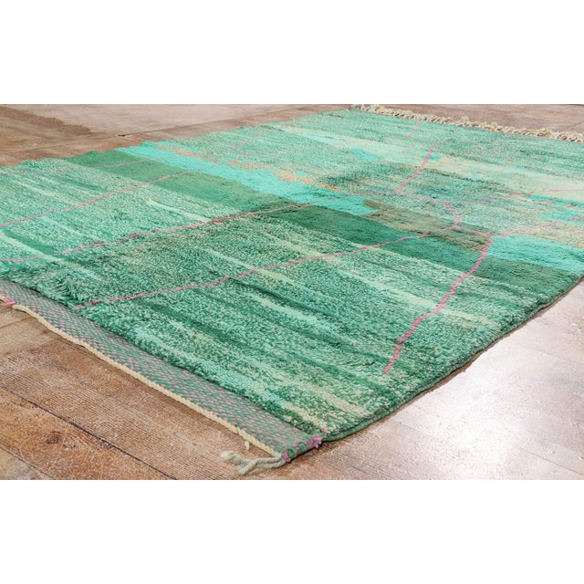 Green Beni Mrirt Moroccan Rug, 05'09 X 08'04 For Sale - Image 9 of 11