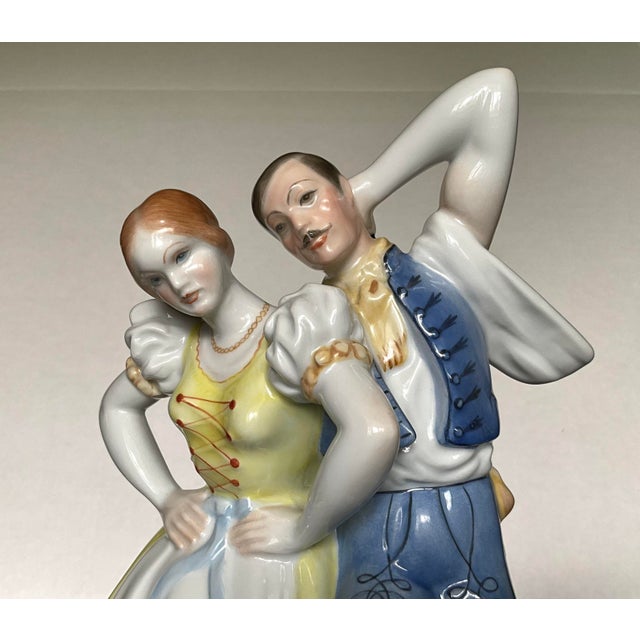 Herend Hand-Painted Porcelain Hungarian Dancers Figurine – Romantic Folk Couple For Sale - Image 9 of 10