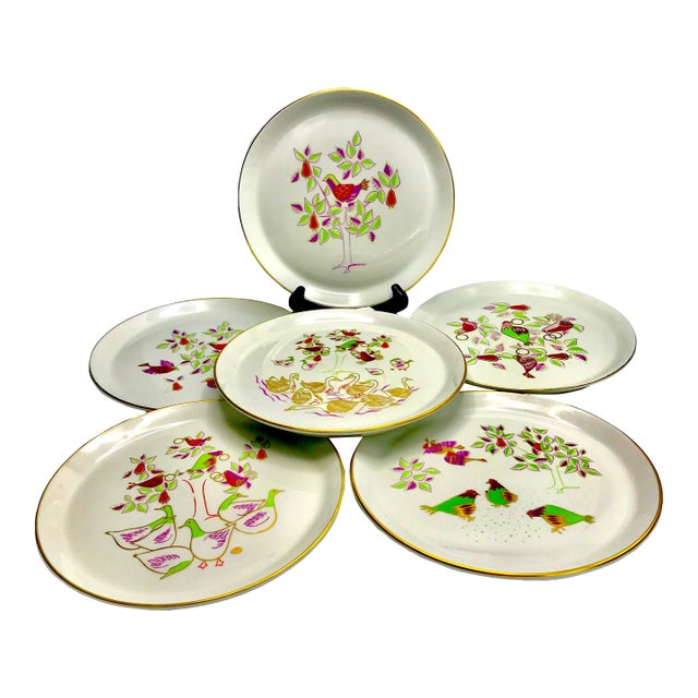 Mid-Century Modern Christmas Plates - Set of 6 For Sale