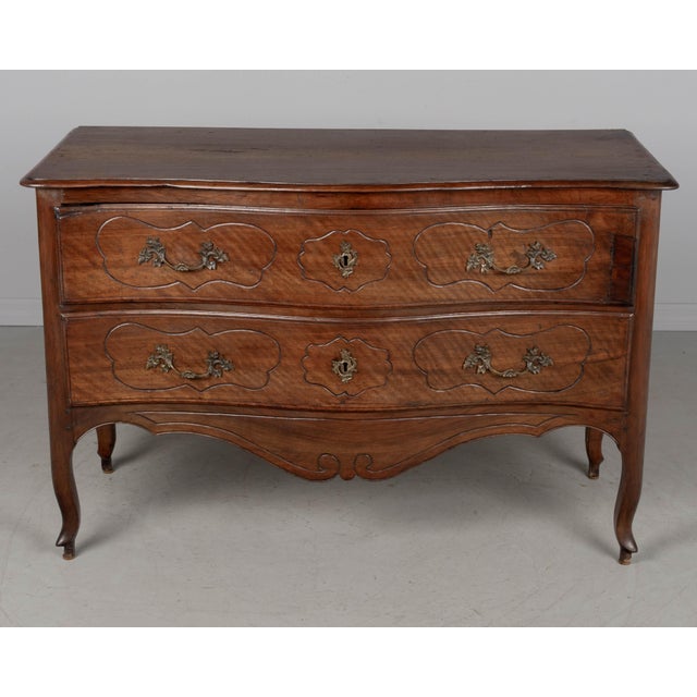 Italian Louis XV Walnut Commode, Hand-Carved With Bronze Hardware For Sale - Image 4 of 14