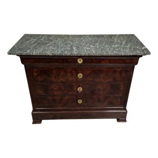 Antique Parisian Louis Philippe Mahogany Commode, 1800s For Sale