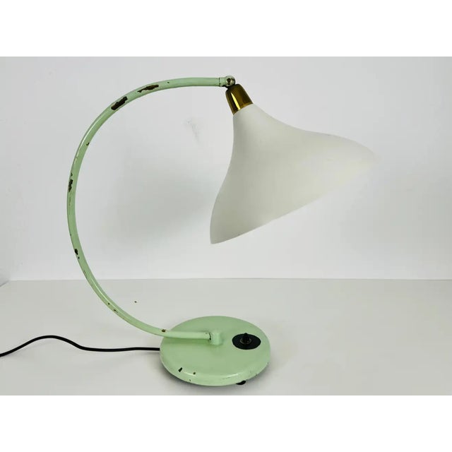 Italian Green Metal Table Lamp, 1960s, Italy For Sale - Image 6 of 12