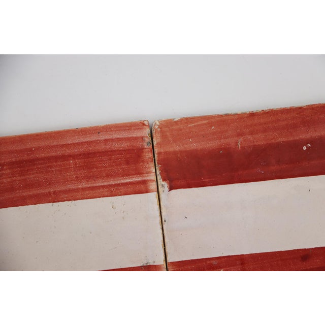 Baroque 19th Century Set of Four Tiles Red & Antique White, Portuguese For Sale - Image 3 of 12