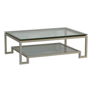 Coffee Table in Crystal with Briar and Brass, 1970s For Sale