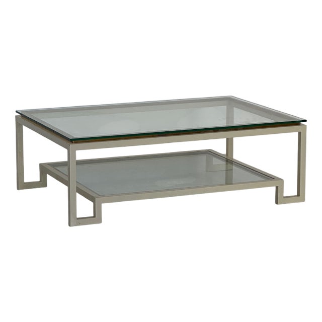 Coffee Table in Crystal with Briar and Brass, 1970s For Sale