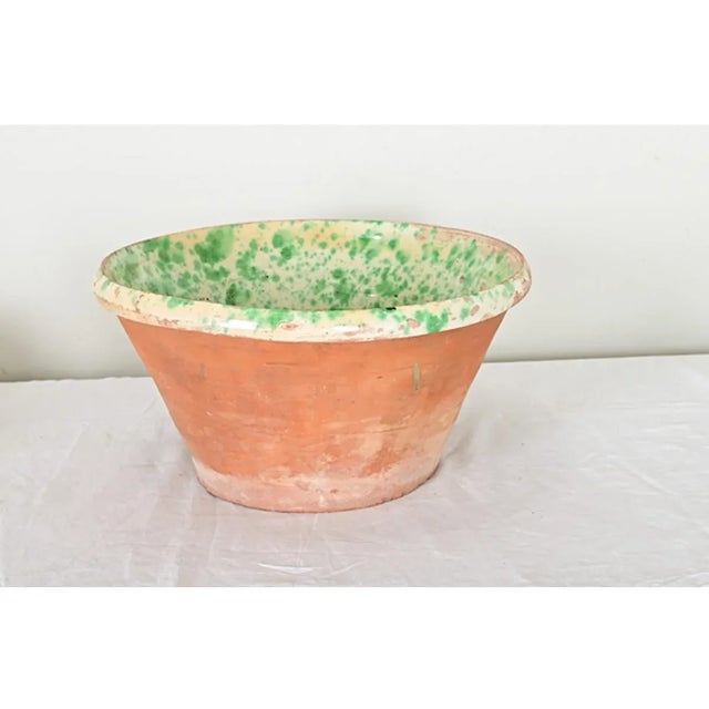 19th Century Italian 19th Century Green Splatter Glazed Terracotta Passata Bowl For Sale - Image 5 of 7