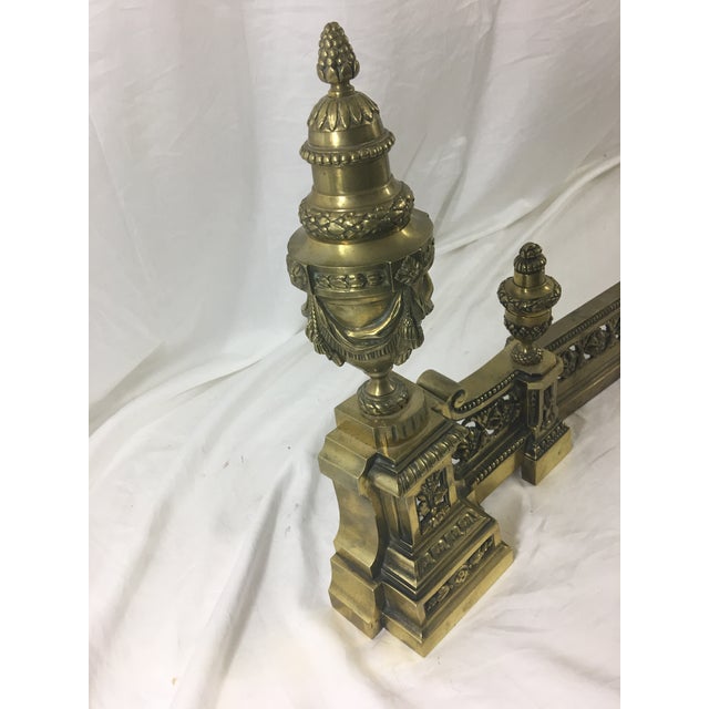 French Louis XVI Brass Chenet - 3 Pieces For Sale - Image 9 of 10