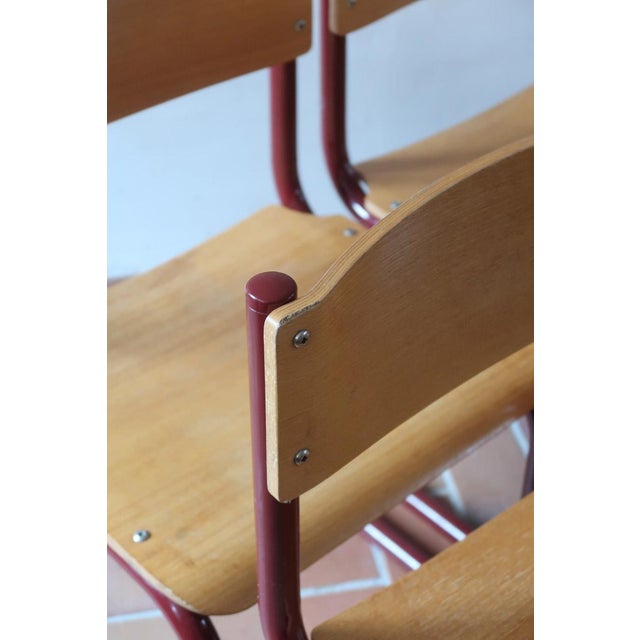 Cantilever Chairs in Beech and Red Lacquered Steel by Randers Møbelfabrik, Denmark, 1960s, Set of 4 For Sale - Image 12 of 18