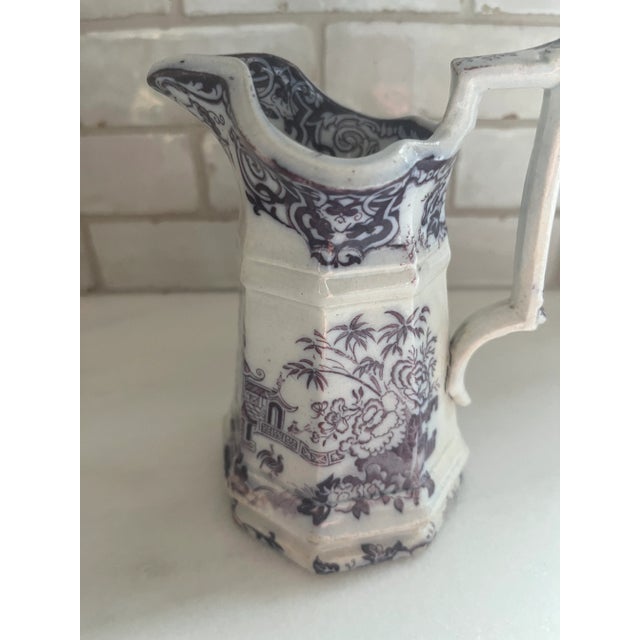 Antique purple/ plum Transferware staffordshire creamer or small pitcher