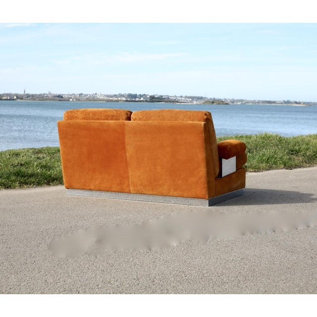 Suede and Steel Orange Sofa, 1970 For Sale - Image 13 of 18