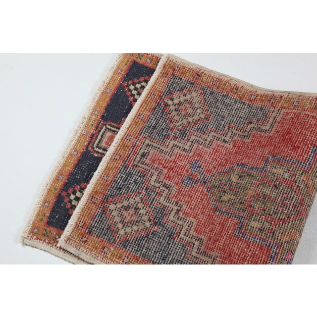 Mid 20th Century Traditional Turkish Entry Rug – Geometric Medallion & Floral Motifs -1' 9'' X 3' 4'' For Sale - Image 10 of 11