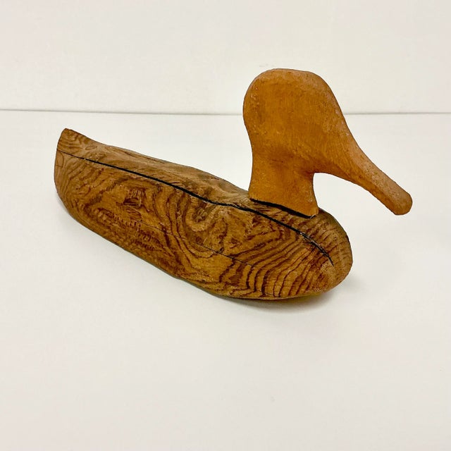 Farmhouse Late 1800s Antique Farmhouse Americana Folk Art Hand Carved Pine Duck Decoy For Sale - Image 3 of 12
