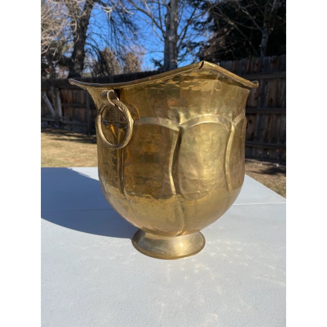 Vintage Hammered Brass Decorative Urn For Sale - Image 4 of 9