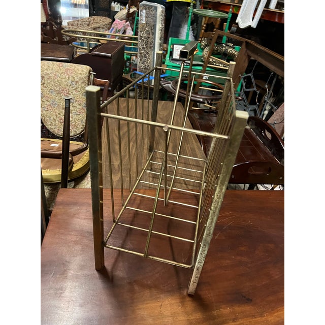 Contemporary 1970s Mid-Century Brass Magazine Holder Minimalist For Sale - Image 3 of 3