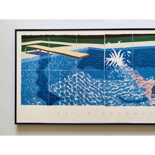 This David Hockney rare vintage 1994 offset lithograph print custom framed iconic large Pop Art poster " Le Plongeur (...
