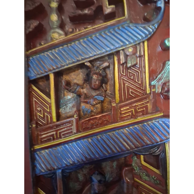 Wood Late 19th Century Splendidus No. 4: "The Imperial Courtyard" – Artist-Enhaced Vintage Chinese Relief Panel For Sale - Image 7 of 12