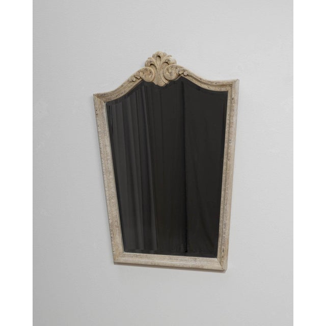 Antique White Mid 20th Century France Louis XV Antique White Wood Mirror For Sale - Image 8 of 8