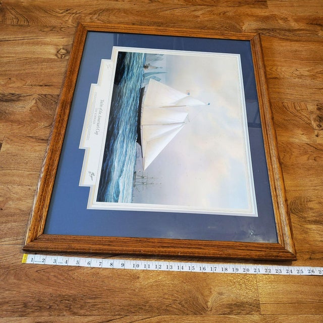 Blue Yachts of the America's Cup Special Edition Painting, Signed Tim Thompson 1992 For Sale - Image 8 of 9