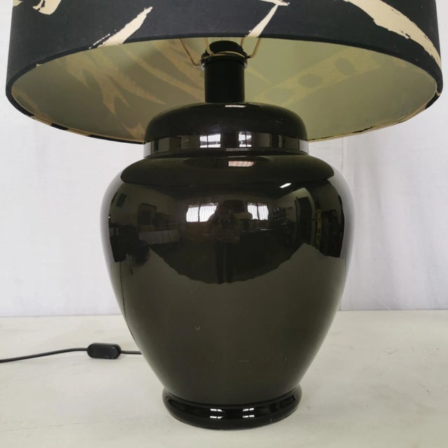 1980s Vintage Ceramic Table Lamp with Missoni Fabric Lampshade, 1980s For Sale - Image 5 of 7