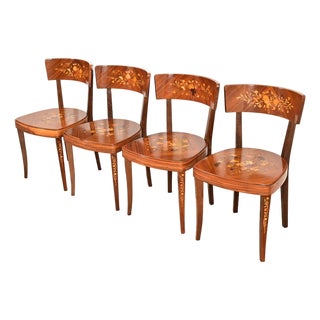 Italian Louis XVI Kingwood Inlaid Marquetry Dining Chairs, Set of Four For Sale