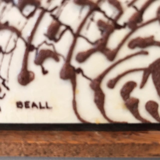 Mid 20th Century Mid-Century Hand Decorated Framed Owls Tile Panel For Sale - Image 5 of 8