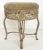 Pierced Wrought Iron Painted Upholstered Bar Stool, As Found Upholstery Offered for sale is a vintage pierced painted...