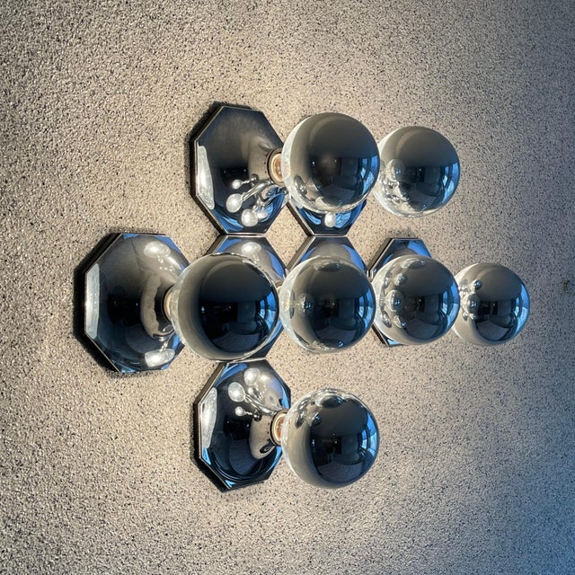 Chrome 1970s Motoko Ishii for Staff Leuchten Wall Lamps / Sculpture For Sale - Image 8 of 11