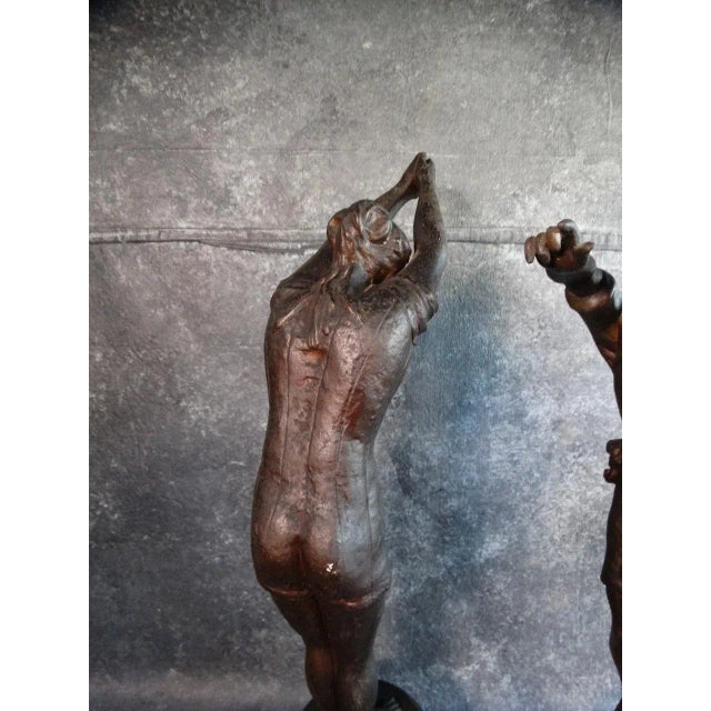 The Diving Lesson - a Pair of Early 1900s White-Metal Figures For Sale - Image 4 of 8