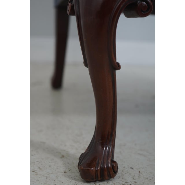 Blue Southwood Blue Upholstered French Foot Mahogany Wing Chair For Sale - Image 8 of 18