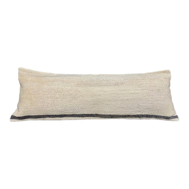 Turkish Hemp Pillow Cushion Natural Beige Black Cushion Cover 14x40 For Sale