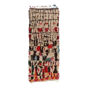 Vintage Moroccan Boucheroouite Rag Rug - 04'06 x 11'04