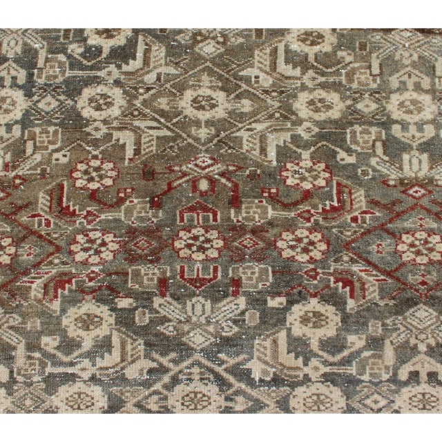 Earthy Tone Vintage Persian Hamadan Rug With All-Over Pattern For Sale - Image 9 of 12