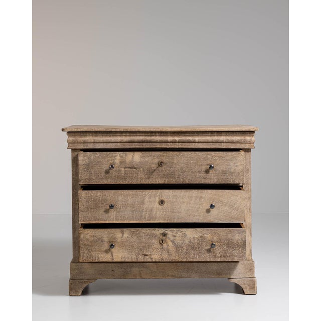 Late 19th Century 1880-1889 France Whitewashed Oak Whitewashed Oak Commode For Sale - Image 5 of 11