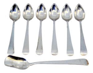 Silver Coffee Spoons and Sugar Shovel, Set of 6