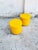 Set of Mid-Century Yellow Leather Poufs, Italy, 1980s For Sale - Image 9 of 12