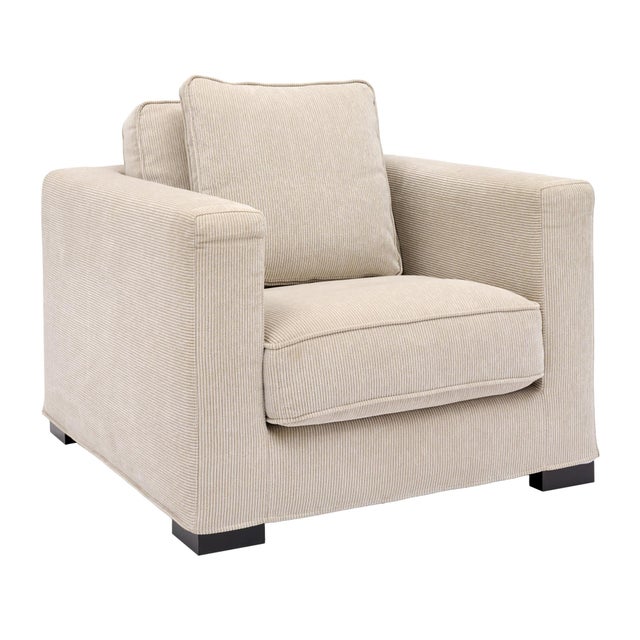 Modern Vintage Roche Bobois Cream Cord Armchairs For Sale - Image 3 of 11
