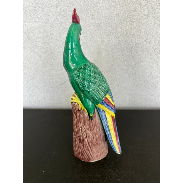 1920’s Green Japanese Porcelain Parrot For Sale - Image 4 of 12