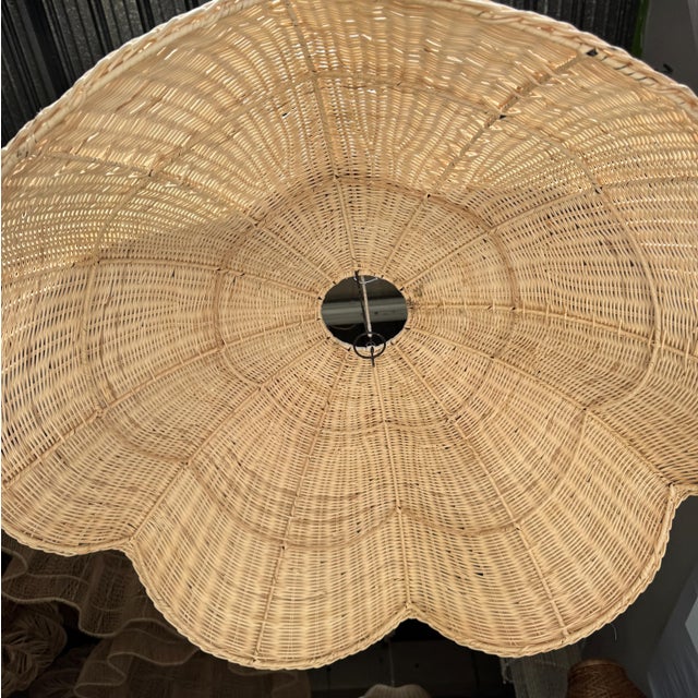 Large Rattan Tulip Pendant Light, 1980s For Sale - Image 9 of 11