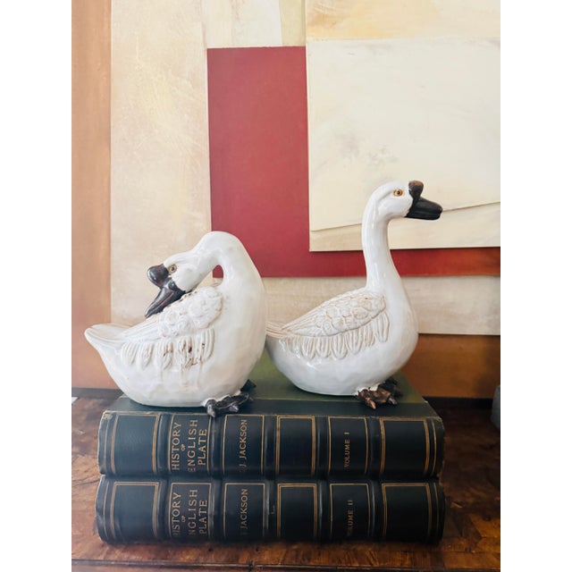 Vintage Wildwood Ceramic Geese in Sepia Cream Crackle Glaze Figurines - A Pair For Sale In Chicago - Image 6 of 11