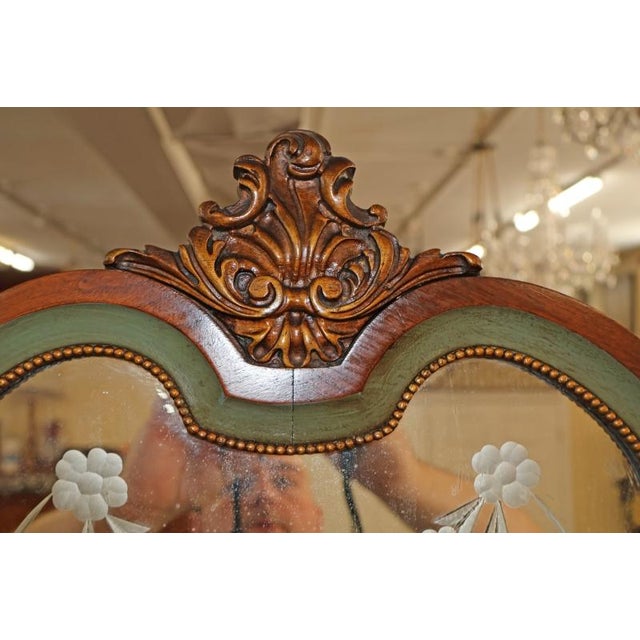 Wood French Louis XV Style Walnut Inlaid Acid Etched Vanity Circa 1920's For Sale - Image 7 of 16