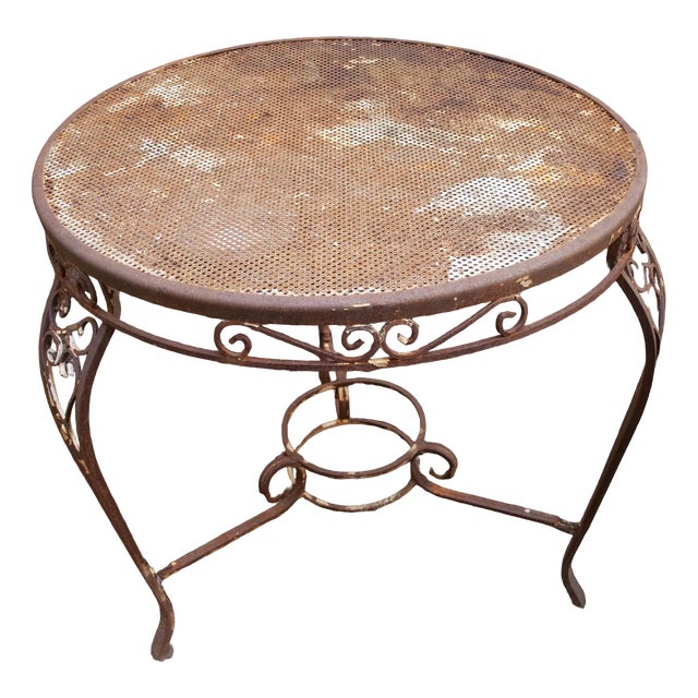 Vintage Garden Tea Table in Wrought Iron, 1950s For Sale