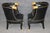 1940s 20th C Pair French Directoire Style Ebonized and Gilt Ramshead Club Chairs For Sale - Image 5 of 13