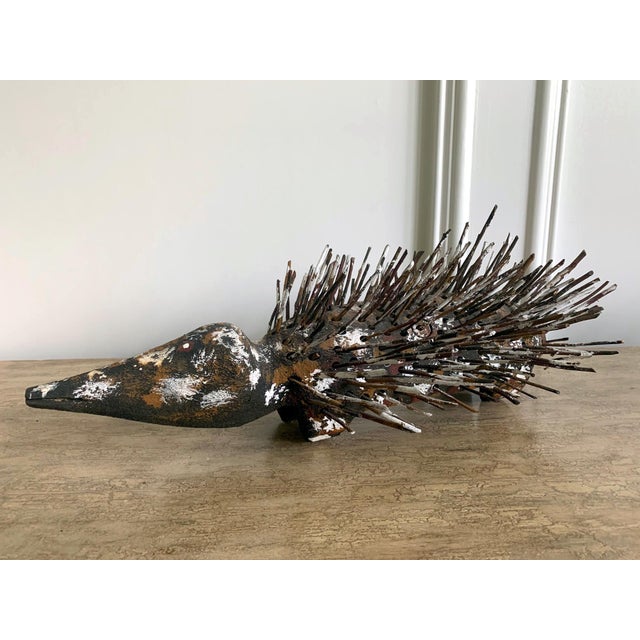Pair of Australian Aboriginal Wood Sculpture Echidna For Sale - Image 4 of 9
