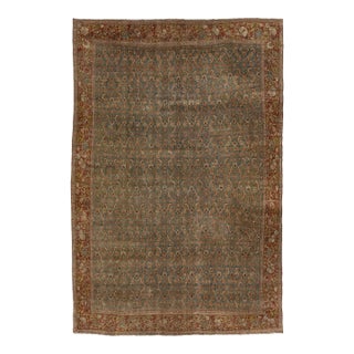 Antique Bidjar Persian Blue Wool Rug Handmade With Allover Pattern For Sale