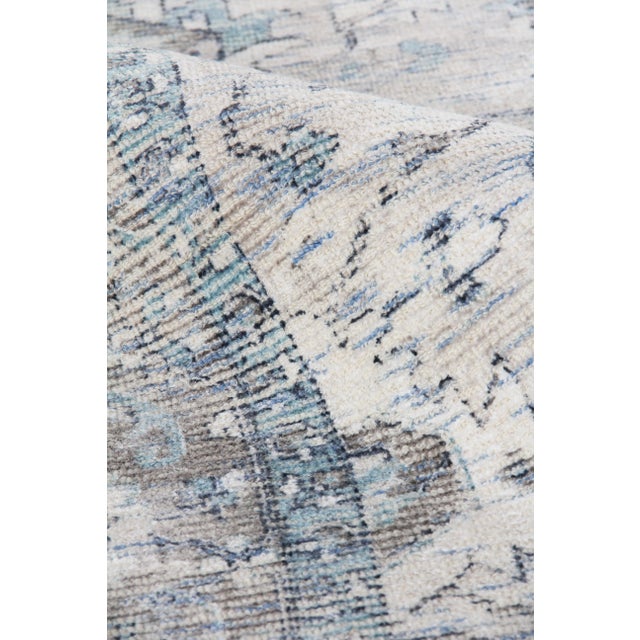 2020s Exquisite Rugs Biron Handmade Wool & Viscose Beige & Blue - 14'x18' For Sale - Image 5 of 9