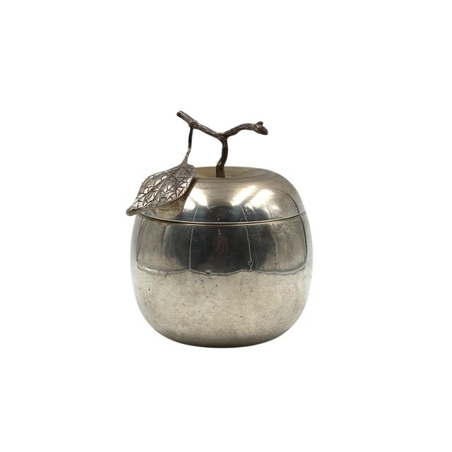 Modern 1970s Modern Silver-Plated Apple Wine Cooler / Ice Bucket, Teghini Firenze For Sale - Image 3 of 12