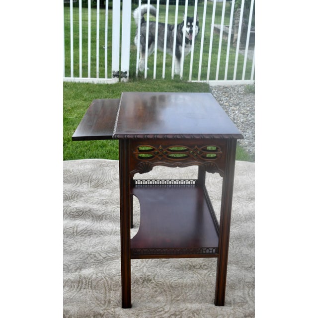 Traditional Wellington Hall Mahogany Table Vintage Edwardian Writing Chippendale Tea Desk For Sale - Image 3 of 13