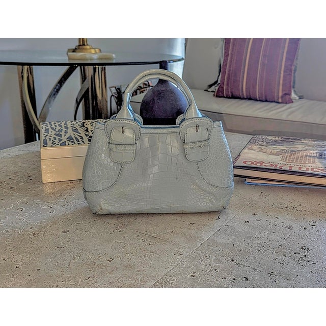 Contemporary '90s Cole Hahn Mini Faux Alligator Handbag For Sale - Image 3 of 6