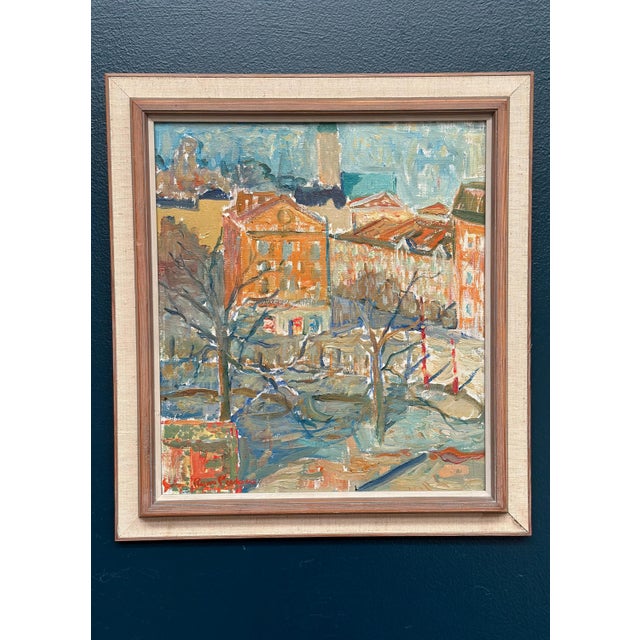 Rune Person, City Scene, 1950s, Oil Painting on Canvas, Framed For Sale - Image 15 of 18