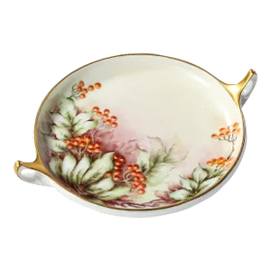 Art Nouveau Porcelain Donatello Pattern Dish W Gilt Handles & Motif by Rosenthal